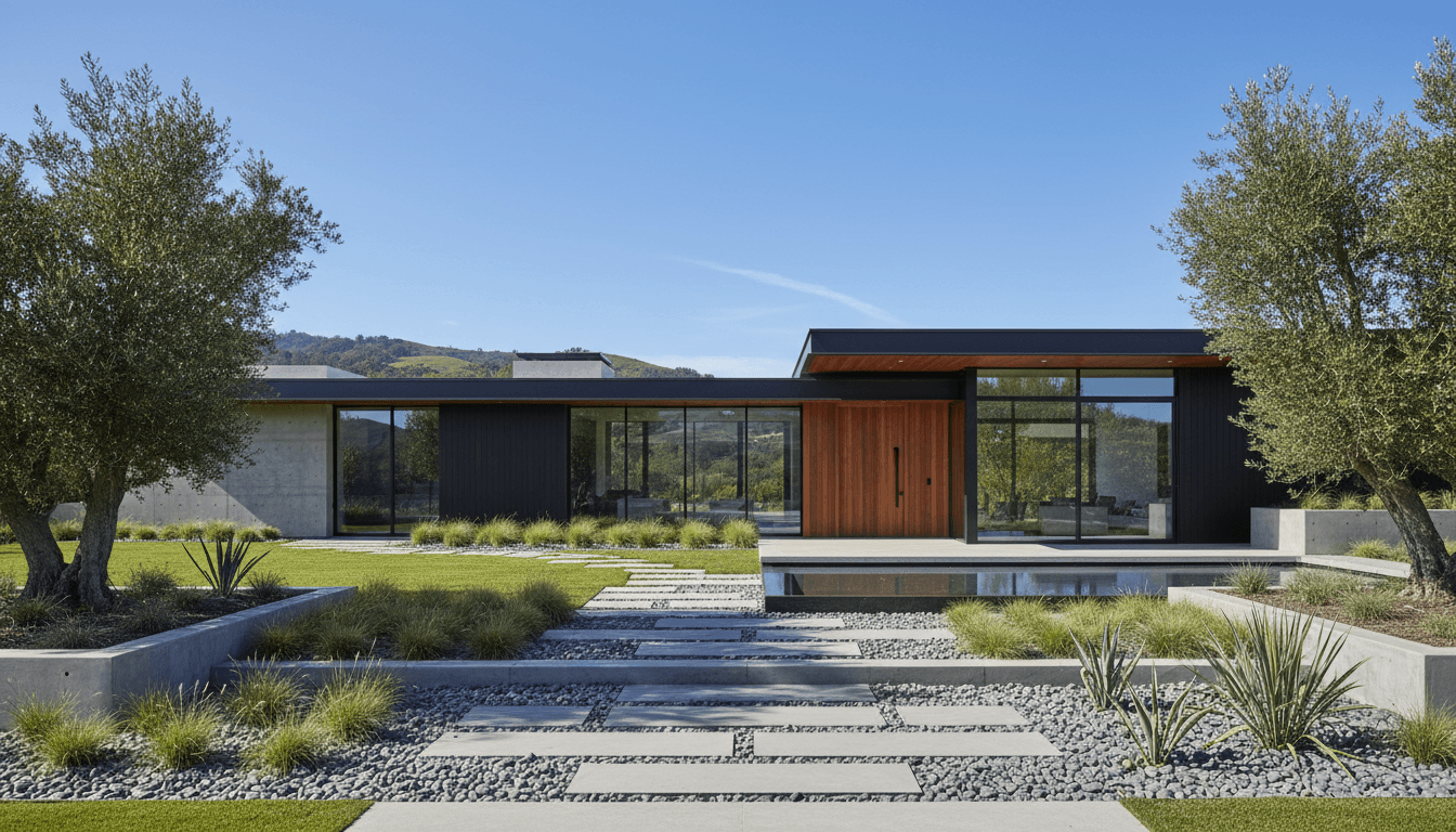 Modern residential property in Austin with professional landscaping and clean exterior design